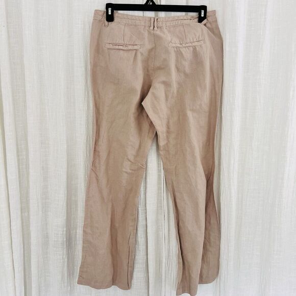 H&M L.O.G.G. Label of Graded Goods Tan Linen Blend Bootcut Pants Tall Size 10 - Picture 7 of 10